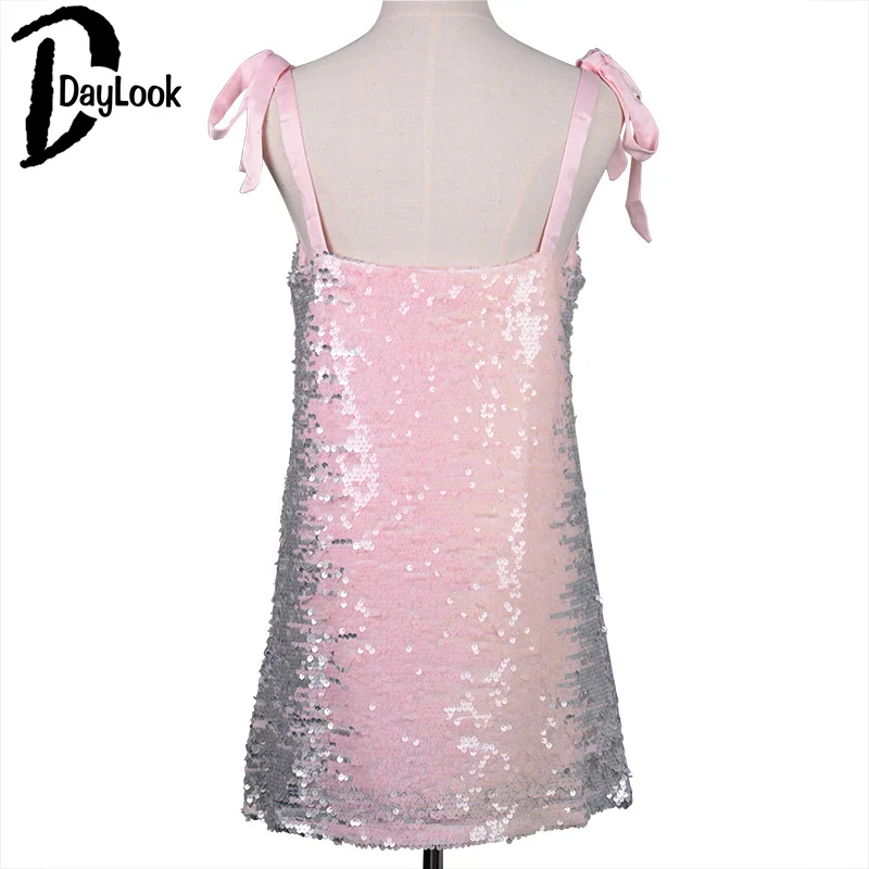 DayLook новые летние модные блестками платье с v образным вырезом пикантные милые