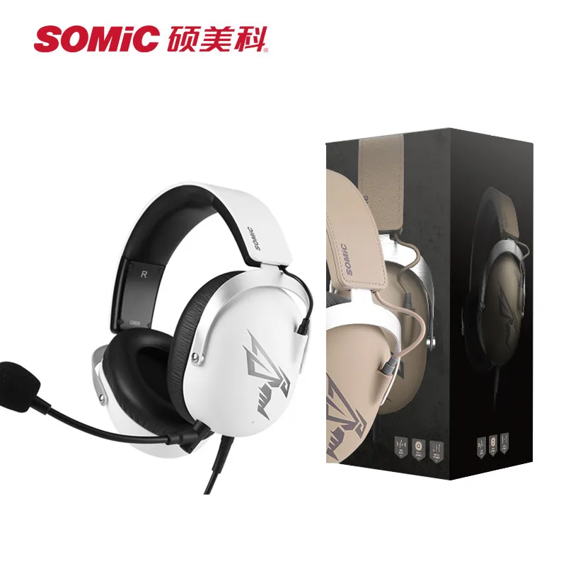 white with box SOMIC игровые гарнитуры usb 7,1 виртуалные наушники шлем с микрофоном для PS4 PC компьютера Gamer видеоигры игры Xbox игры наушники - Цвет: white with box