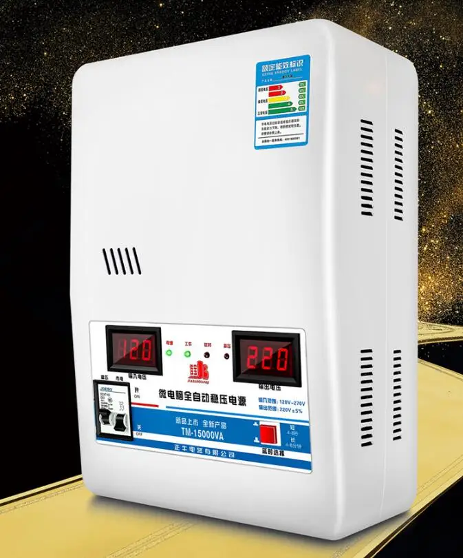15 кВА стабилизатор напряжения с входным напряжением 120 V-270 V и выходным напряжением 220V бытовой автоматический стабилизированный источник питания инструмент TM-15000VA