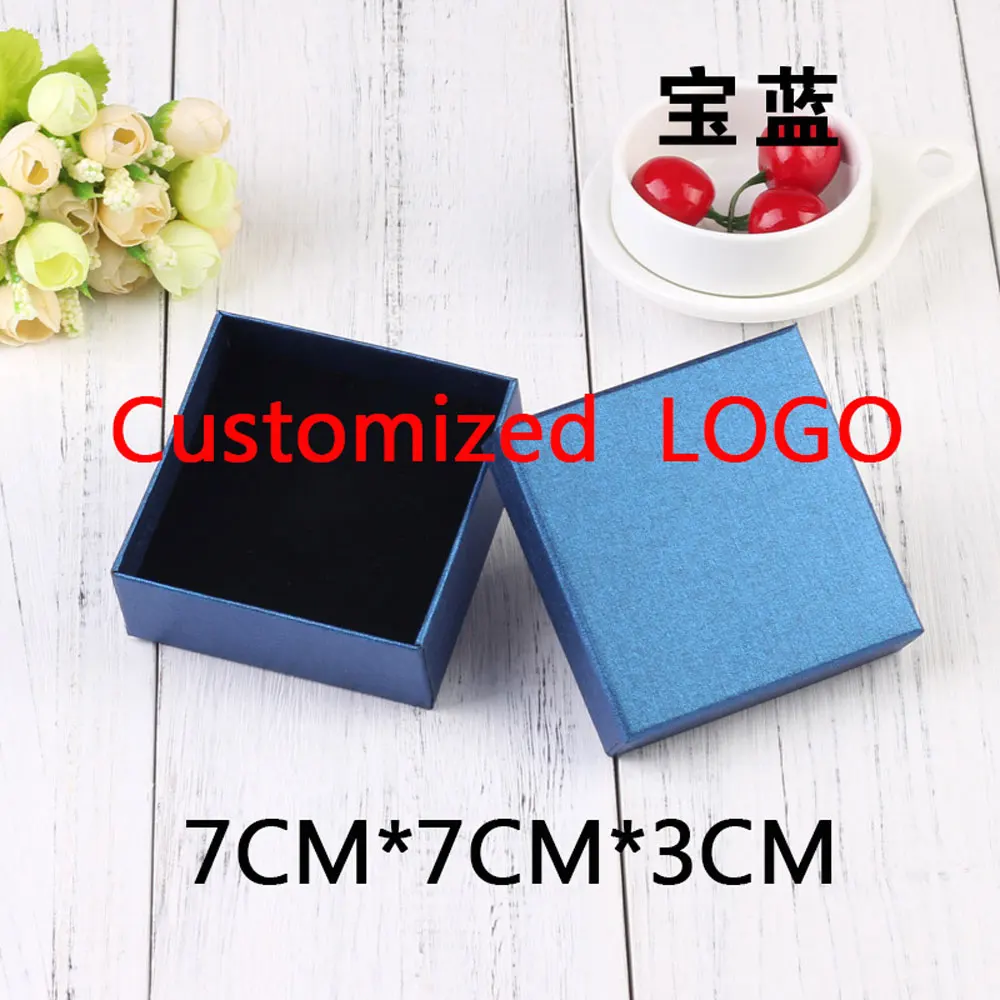 Royal Blue Box Изготовленный на заказ логотип подарочные коробки ювелирных изделий и ювелирные изделия Бархатные Сумки для дропшиппинг заказ настроить название бренда - Цвет: Royal Blue Box