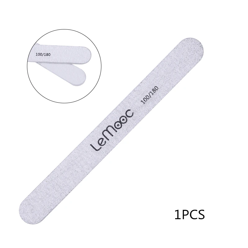 1pcs grey Lemooc 10/5/1 шт. Пилочки для ногтей 100 180 черный серый Цвет с двух сторон баф для полировки ногтей маникюр ногтей лак для ногтей, инструменты для макияжа - Цвет: 1pcs grey