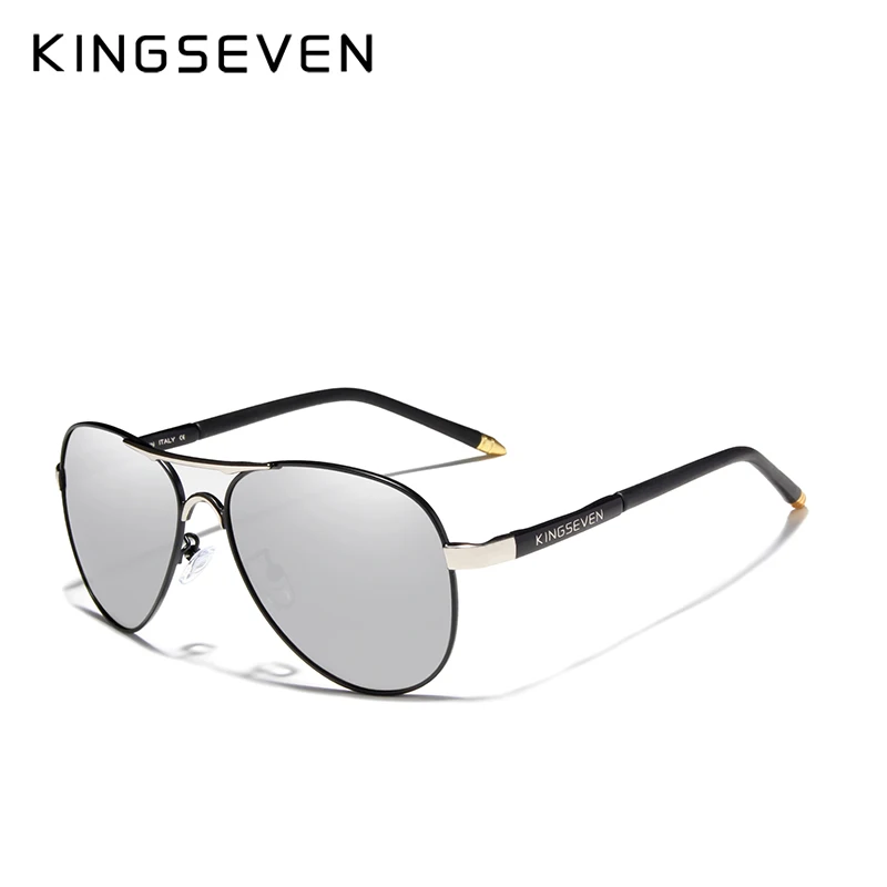 mirror silver KINGSEVEN бренд, мужские очки, для вождения, поляризационные солнцезащитные очки для мужчин и женщин, алюминиевые модные очки, Gafas De Sol Shades - Цвет линз: mirror silver