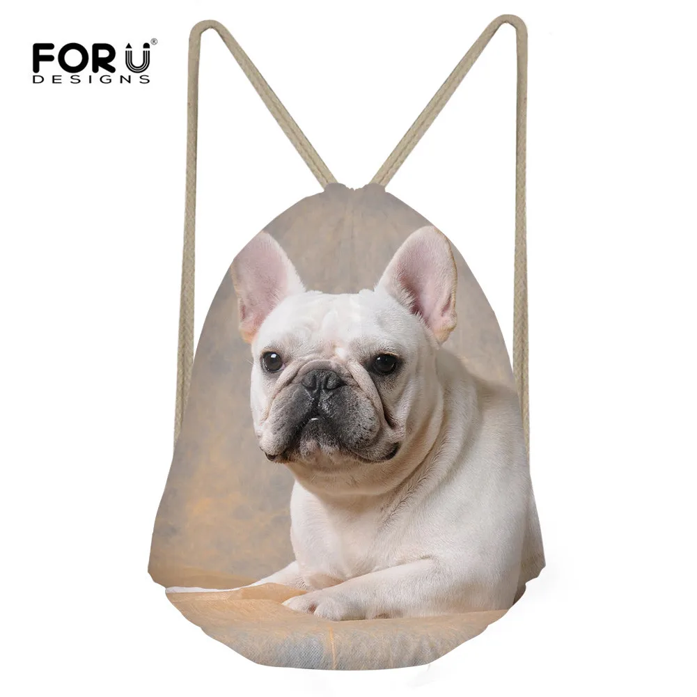 

FORUDESIGNS Pug Striped Drawstring Bag Female Satchel Backpack Bags Collage Girls New Schoolbag Bundle Pocket Cute Boys Rucksack