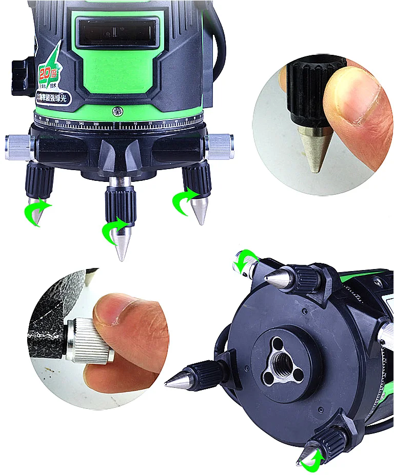 Зеленый лазерный уровень, 5 линий, 6 точек, 360 градусов, поворотный, для улицы, 635 нм, корсс, линия, лазерный уровень, точки, функция наклона