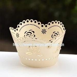 Белые и розовые свадебные обертки для кексов бумажные с лазерной резкой