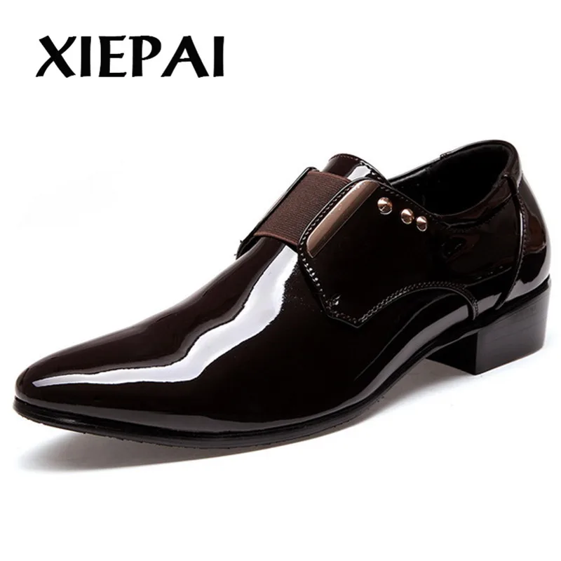2019 яркие блестящие модельные туфли-оксфорды Для мужчин свадебные/Бизнес Размер