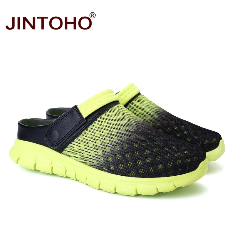 Мужские сандалии jintoho летние шлепанцы из дышащей сетки недорогая пляжная обувь |