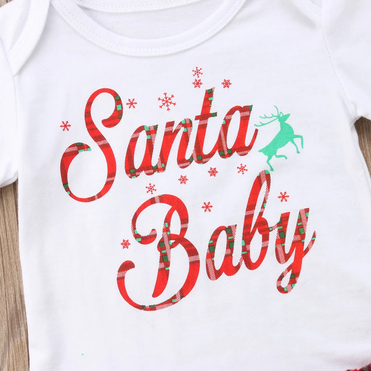 Рождественские детские топы для девочек ползунки SANTA Baby Боди + Юбки Комплекты