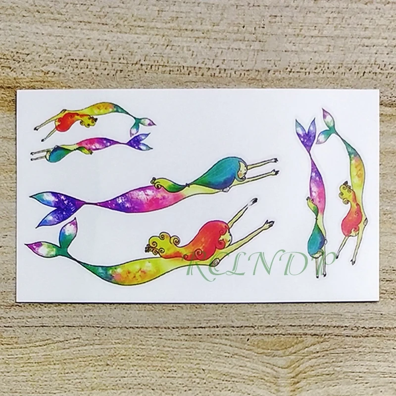 Waterproof Temporary Tattoo Sticker watercolor Mermaid lovely girl tatto stickers flash tatoo fake tattoos for child women | Красота и