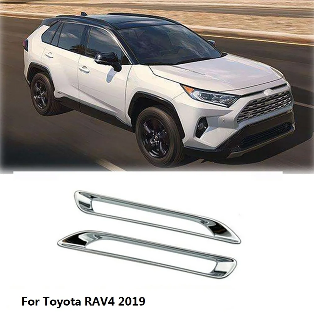 2Pcs Rear Fog Light Lamp Cover ABS Chrome Trim Strip Garnish For 2019 Toyota RAV4 Car Frame Sticker | Автомобили и мотоциклы