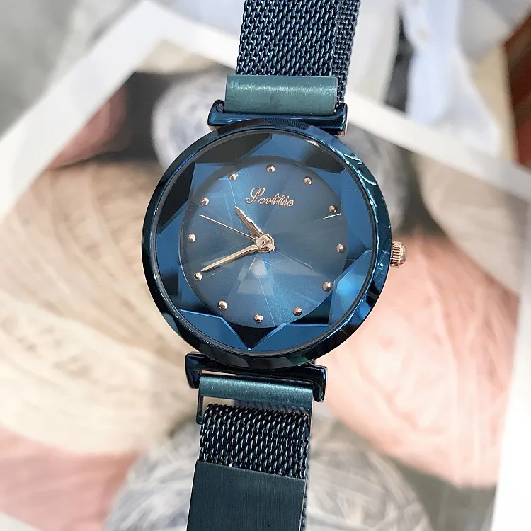 Женские наручные часы Montre Femme кварцевые с магнитным ремнем из нержавеющей стали