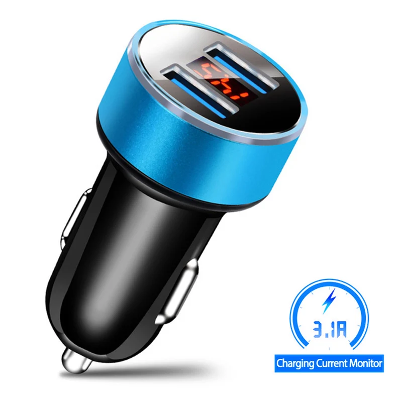 Автомобильное зарядное устройство Usb двойное зарядное устройство светодиодный дисплей автомобильное зарядное устройство для samsung S8 S9 Note 8 Xiaomi 2 порт автомобильное зарядное устройство