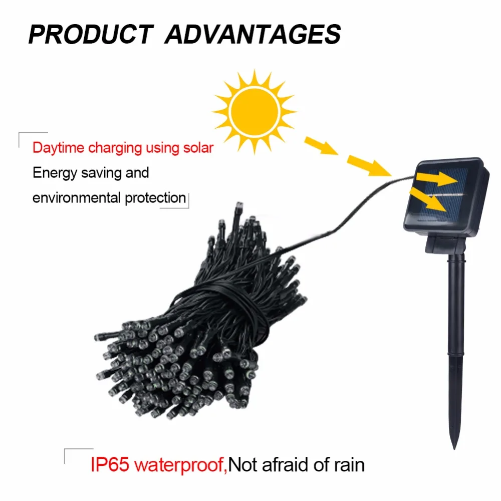 Уличная светодиодная гирлянда на солнечной батарее рождественсветильник