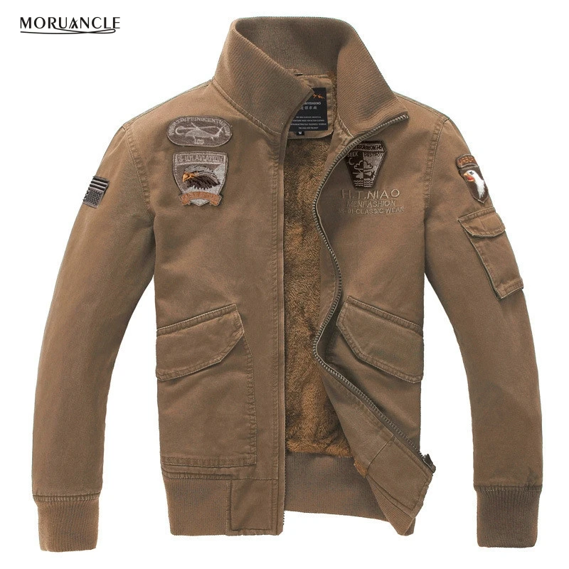 MORUANCLE зимние мужские теплые куртки бомберы Мужская облегающая куртка с флисовой