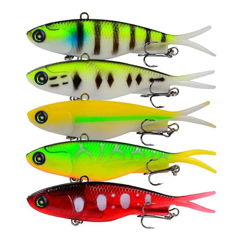 1pcs VIB Soft Lead Fish 8cm/11cm 32g/15g swimbait jigging Y Shape Tail Fishing bait lures with 2 Hooks Fly Lure Tackle | Спорт и