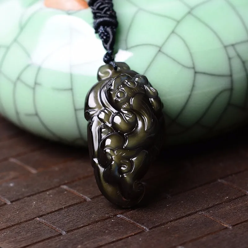 

Natural Ice Kind Of Rainbow YanHei Obsidian The Mythical Wild Animal Pendant Transshipment