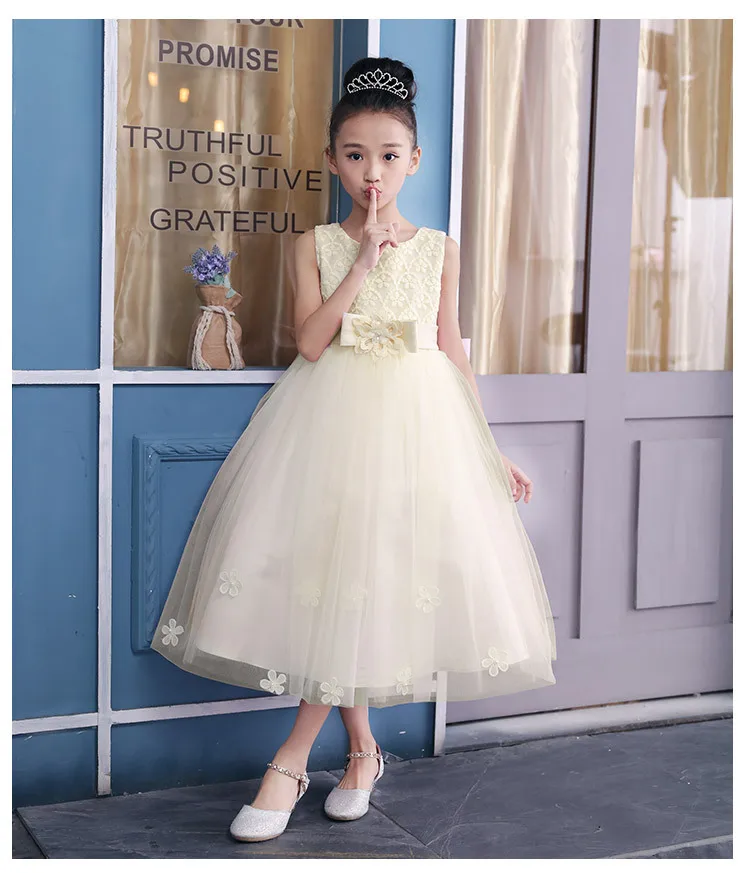 Платья принцессы для маленьких девочек без рукавов с бантом розовый белый