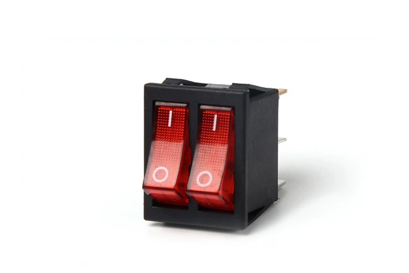 Kcd8 15A 250v AC двухполюсный gang кулисный переключатель 2 способ красный медные булавочные красный 220v лампы вкл/выкл переключатель с 6 шпильки