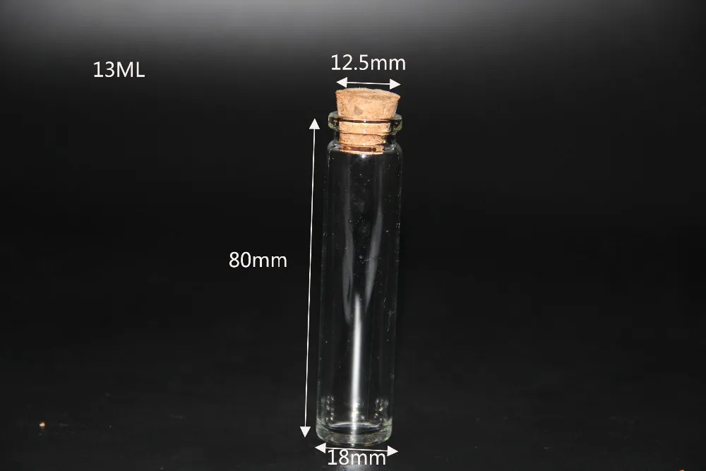 50 шт 18*80 мм 13 мл стеклянные прозрачные бутылки стеклянная бутылка с пробкой
