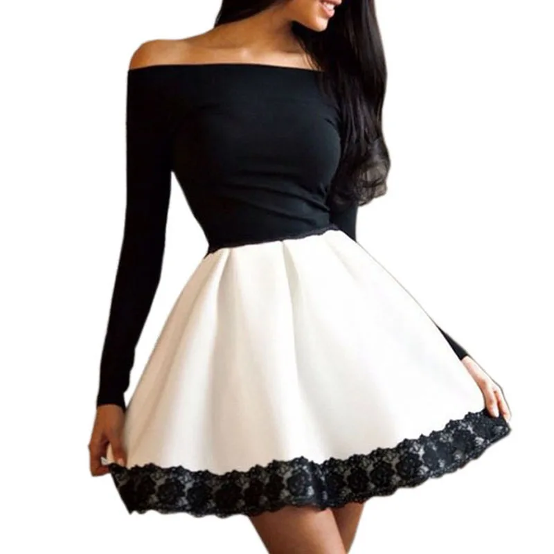 Осеннее женское сексуальное плиссированное платье с открытыми плечами