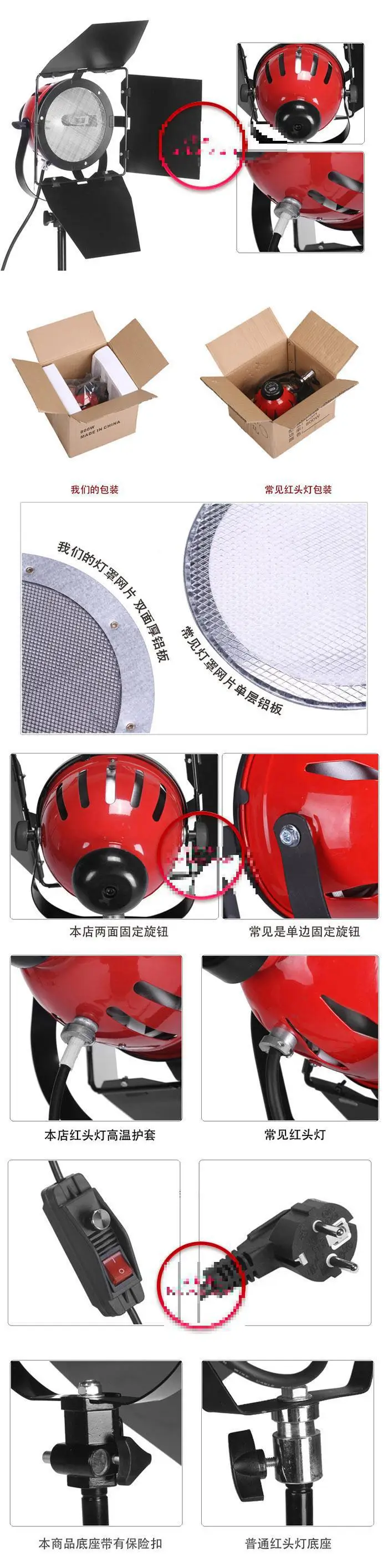 Новый мягкий светильник 800 Вт с красной головкой комплект из 3 предметов красный