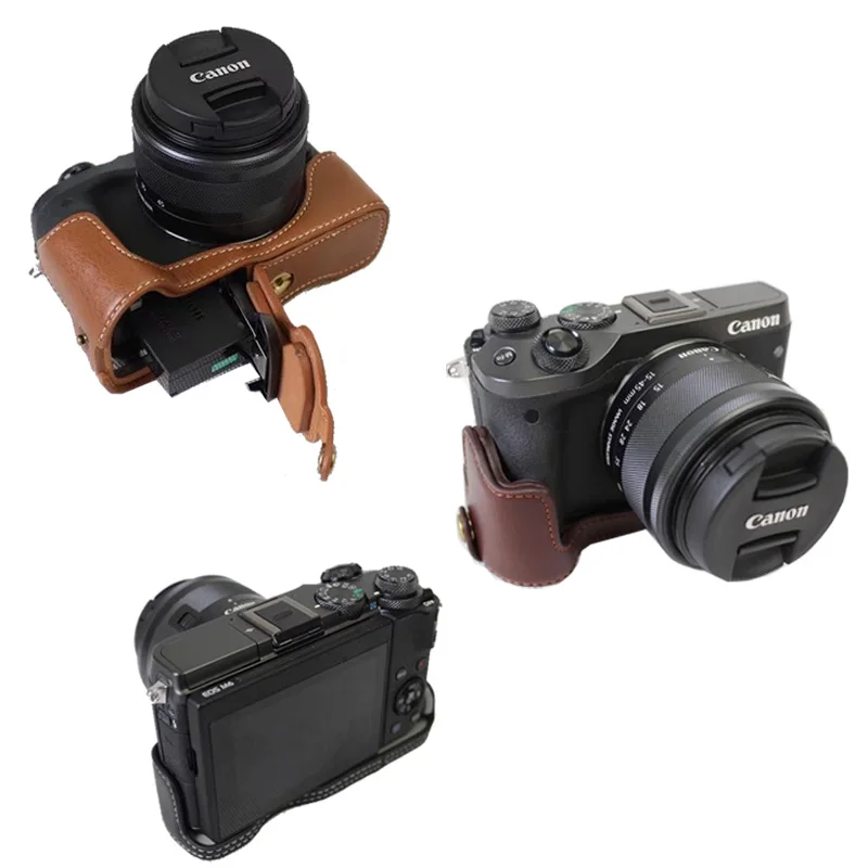 Новый чехол из натуральной кожи для половины камеры Canon EOS M6 EOSM6 EOSM 6 | Электроника