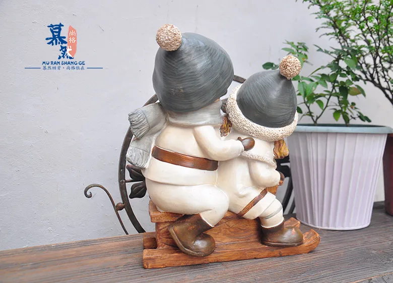 Американский пасторальный милый горнолыжный парный орнамент для маленьких