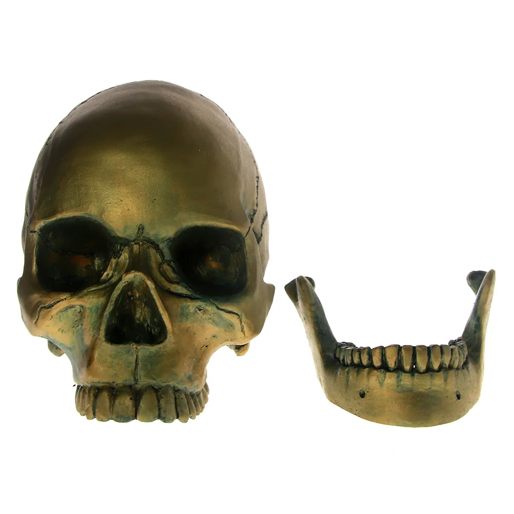 1 шт. Бронзовая голова черепа с подвижными челюстями | Дом и сад
