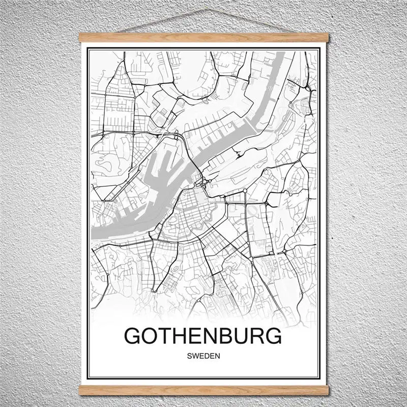 Заказной узор Гётеборг карта городов мира Картина маслом Современный плакат