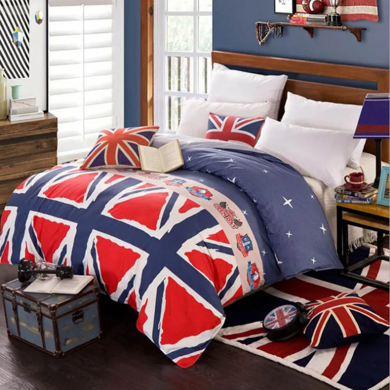 С рисунком Том и Джерри печати пододеяльник на молнии 100% хлопок синий Стёганое