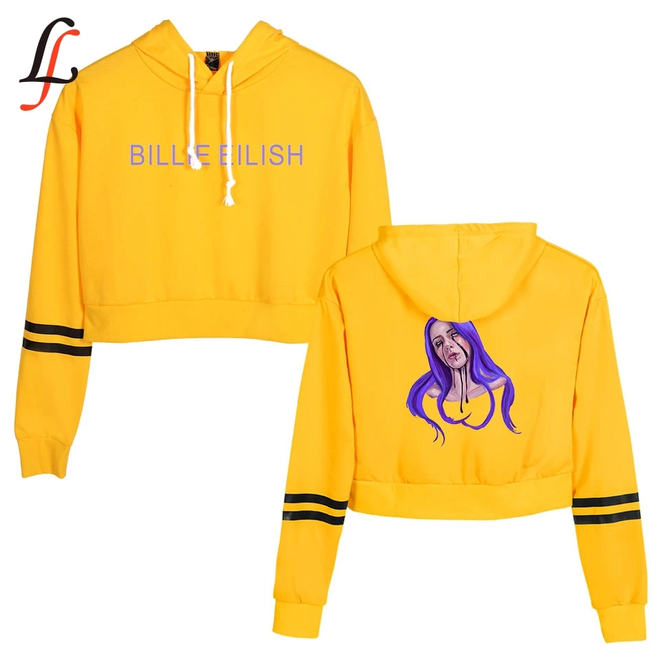Billie Eilish новые сексуальные толстовки с капюшоном, модный тренд, укороченный топ, Женская толстовка с принтом, Сексуальная популярная одежда K