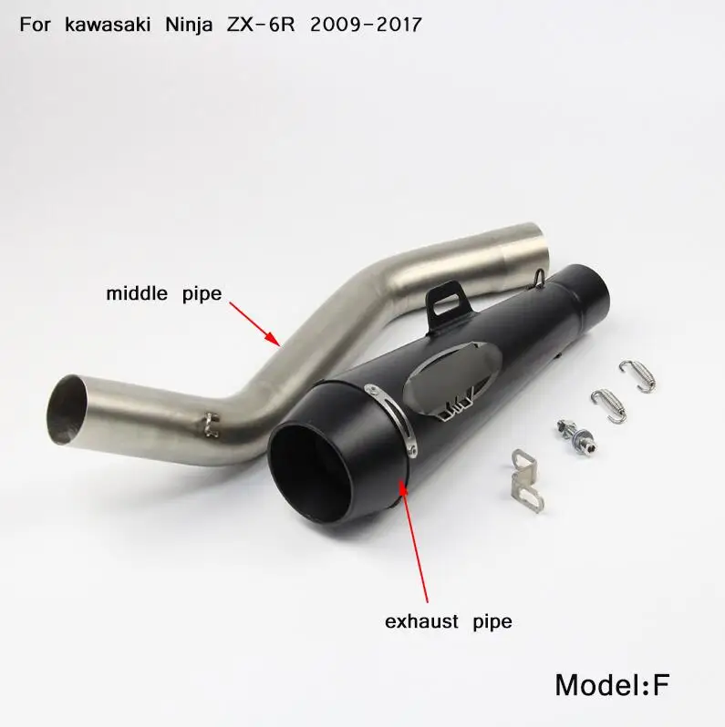 F Silp on Для Кавасаки ZX-6R/636 2004- мотоциклетная средняя Соединительная труба с хвостом выхлопной трубы глушителя - Цвет: F