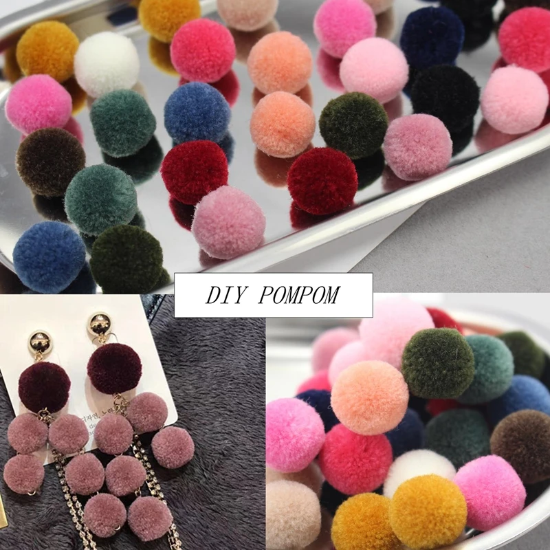 30pcs Pompom 15mm Fur Plush Ball for Craft Handmade DIY Soft Pompons Wedding Home Decoration Garment Sewing on Cloth Accessories | Дом и сад