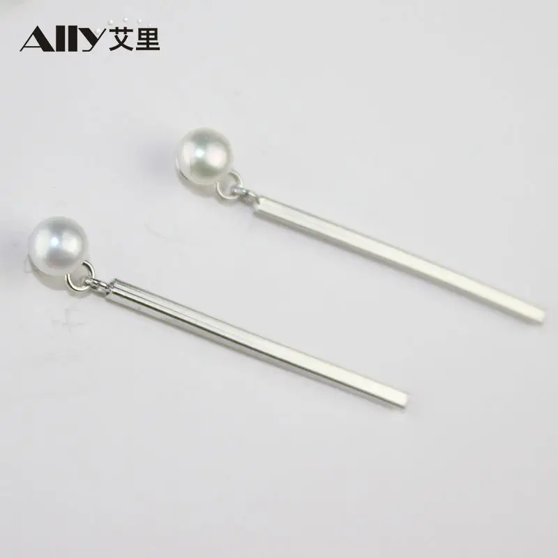 Exquisite and stylish 100% 925 sterling silver real high quality freshwater natural pearls drop earrings jewelry for women | Украшения и