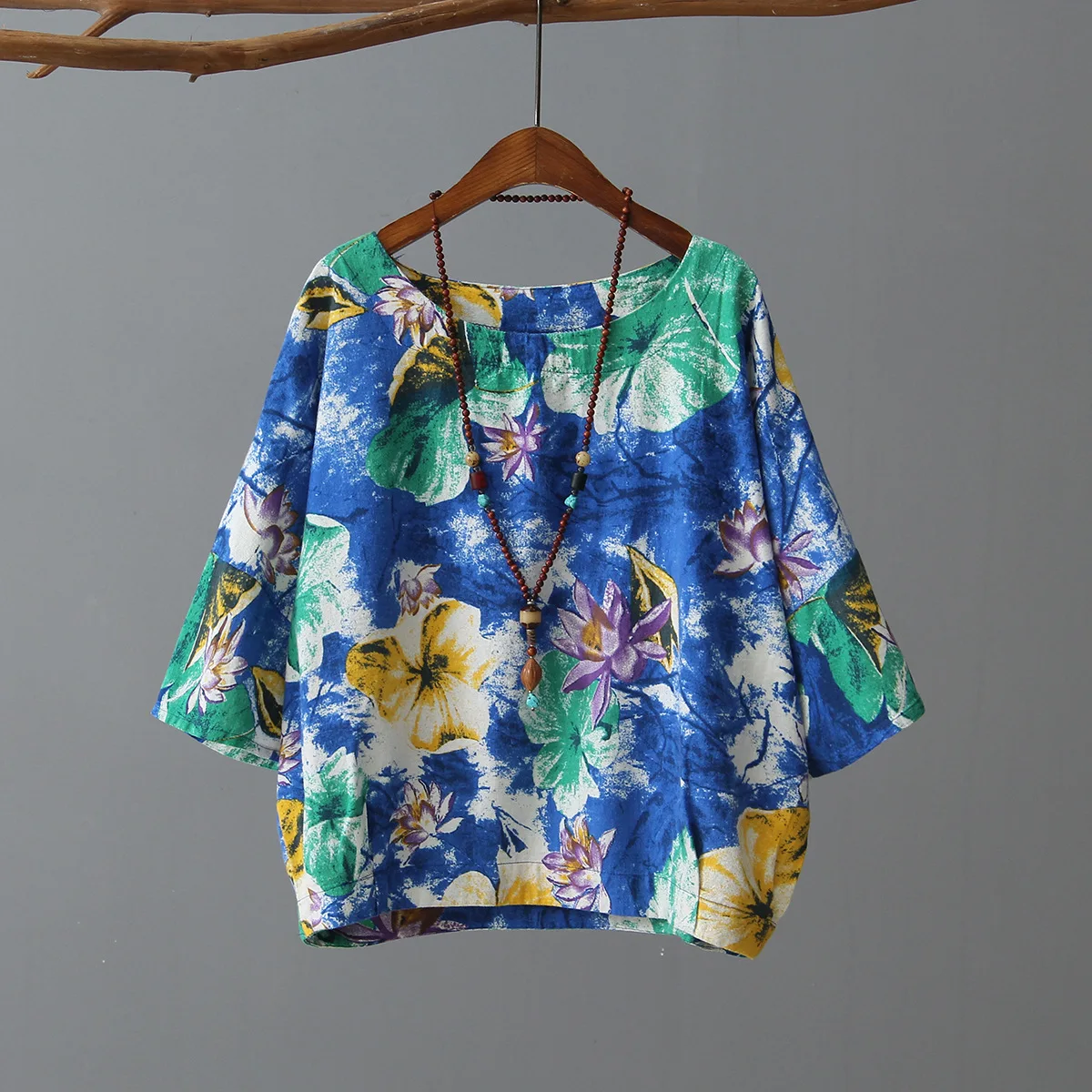 Этническая женская летняя стильная укороченная футболка Повседневная одежда из