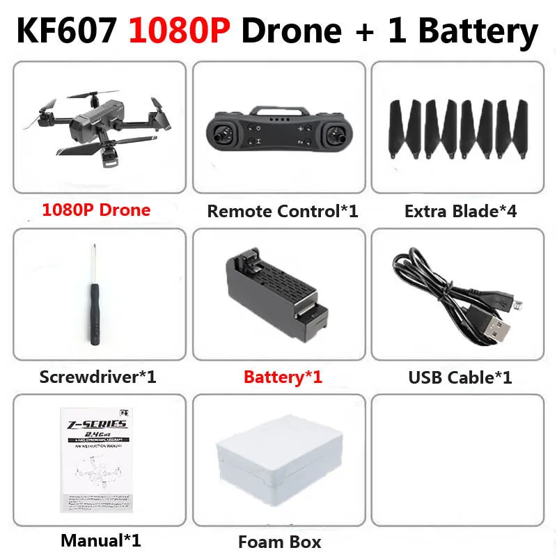 KF607 1080P 1B Foam KF607 Профессиональный складной мини Дрон с двойной камерой 1080P 4K HD WiFi FPV оптический поток RC Квадрокоптер Вертолет игрушки VS SG106 - Цвет: KF607 1080P 1B Foam