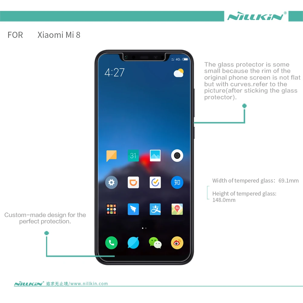 XiaoMi 8 закаленное Стекло Nillkin оригинальный удивительные H + Pro Anti-Explosion Экран