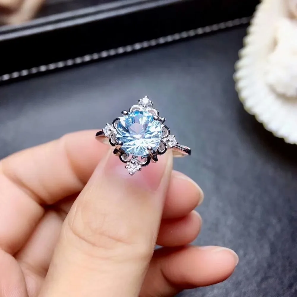 

shilovem 925 silver sterling ring real natural topaz open rings trendy fine Jewelry anniversary new wholesale 8*8mm mj080819agb