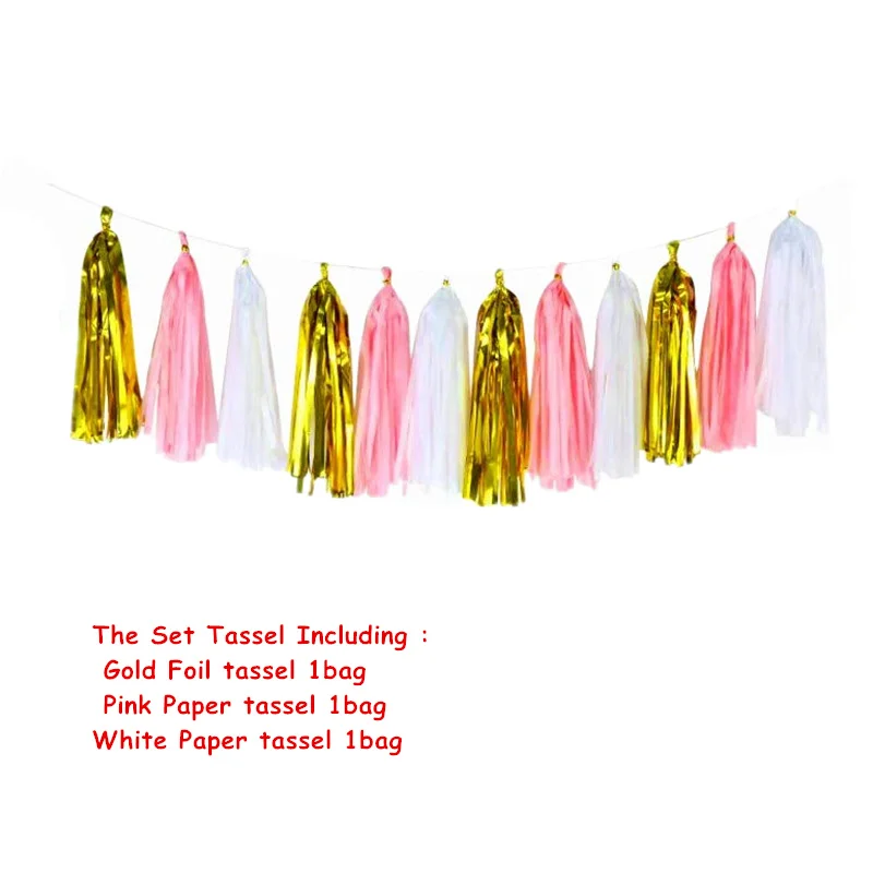 Tassel Set 4 15 шт./компл. "сделай сам" Розовое золото, Розовый Бежевый подвесная гирлянда содержит 15 кистями(3 пакета(ов) на свадьбу для девичника декор для вечеринки в честь Дня Рождения - Цвет: Tassel Set 4