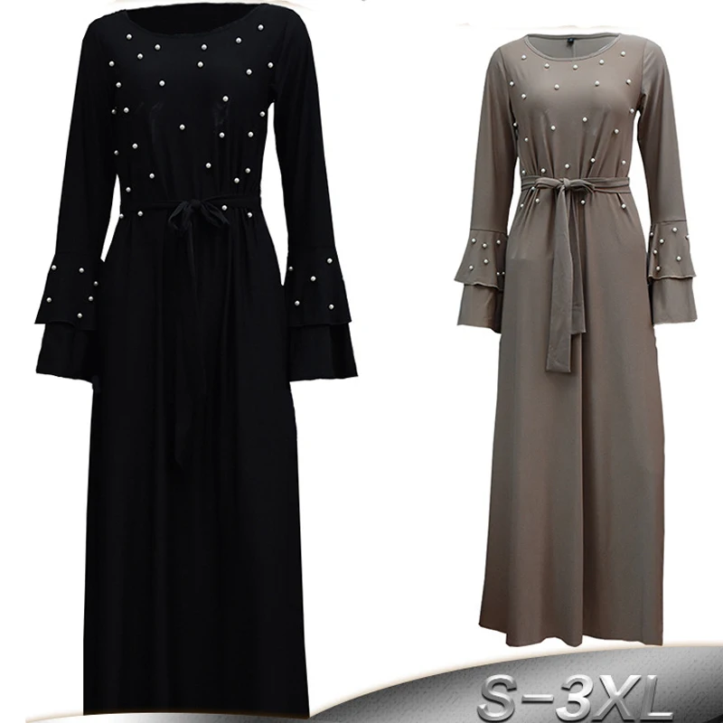 Женское платье Кафтан Abaya хиджаб с бусинами в арабском стиле Дубае 2019|Женские