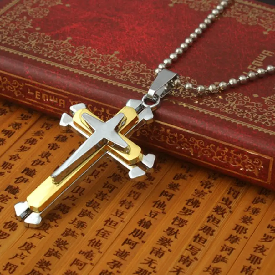 Ожерелье унисекс с подвеской крестом из нержавеющей стали|necklace delicate|cross pendant