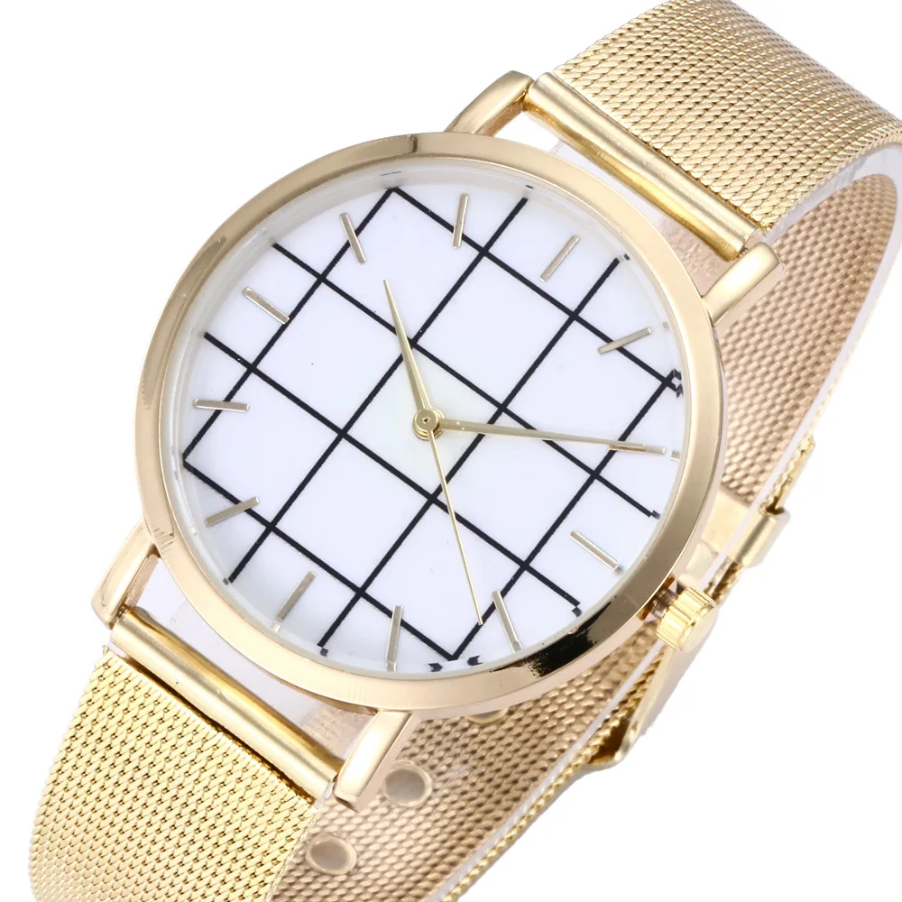 Модные Повседневные Золотые женские кварцевые наручные часы со стальным