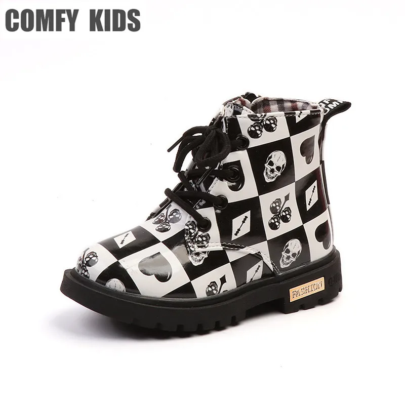 Удобные детские ботинки обувь для мальчиков и девочек из искусственной кожи