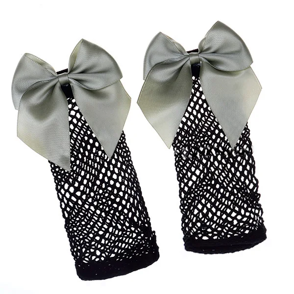 army green bow Шикарная уличная одежда, женские дышащие сетчатые носки в стиле Харадзюку черного цвета с бантиком. Сексуальные ажурные сетчатые носки, женские носки с бантиком для девочек - Цвет: army green bow
