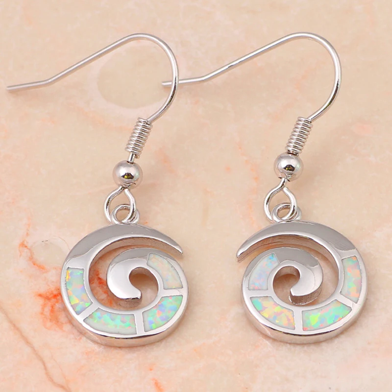 Шок дизайн Висячие серьги для женщин Белый огненный опал Серебро штамп Модные