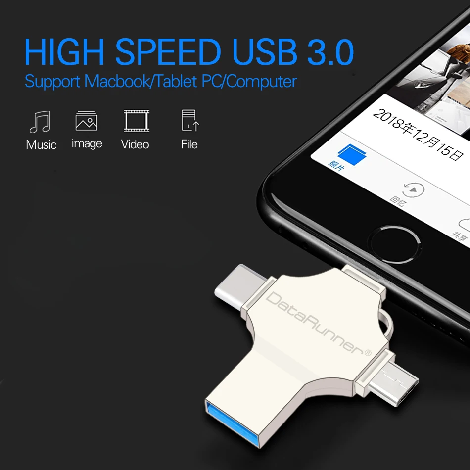 DataRunner 4 в 1 дизайн Usb флеш-накопитель 128 ГБ Usb флешка 3,0 OTG флеш-накопитель 16 ГБ 32 ГБ 64 Гб Usb 3,0 флеш-накопитель