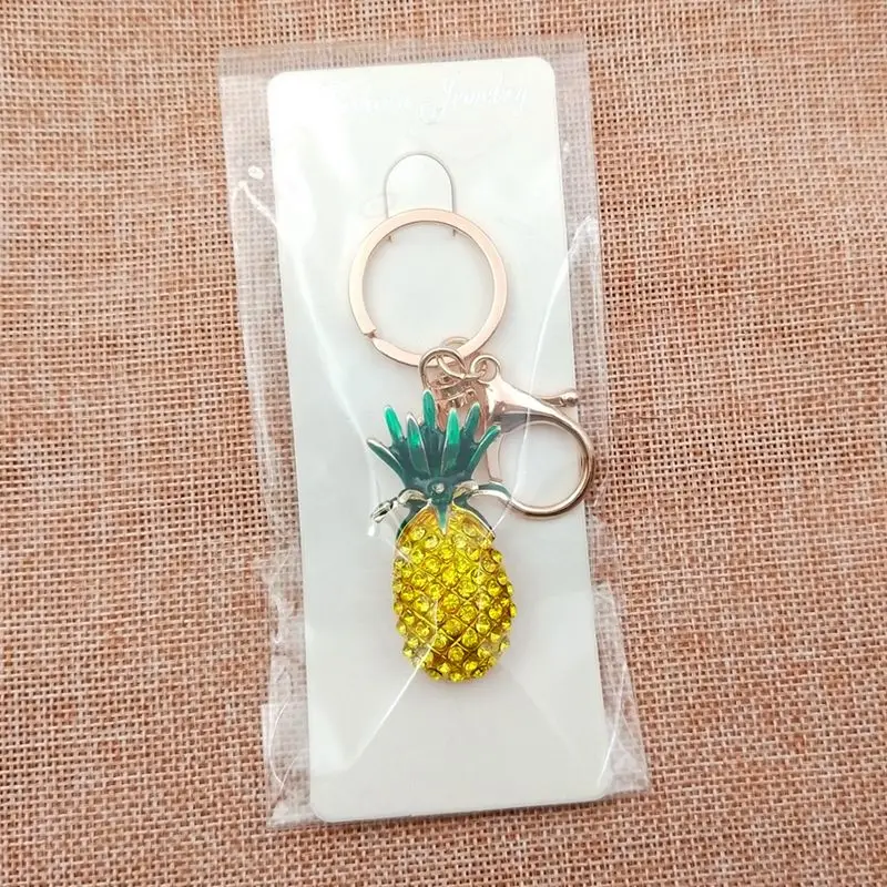Pineapple keychain 5,5*2,8 см новые хрустальные брелоки с ананасами, брелоки с тропическими фруктами, брелок для ключей, кольцо, женская сумка, кошелек, подвесные брелоки для стайлинга автомобилей - Цвет: Pineapple keychain