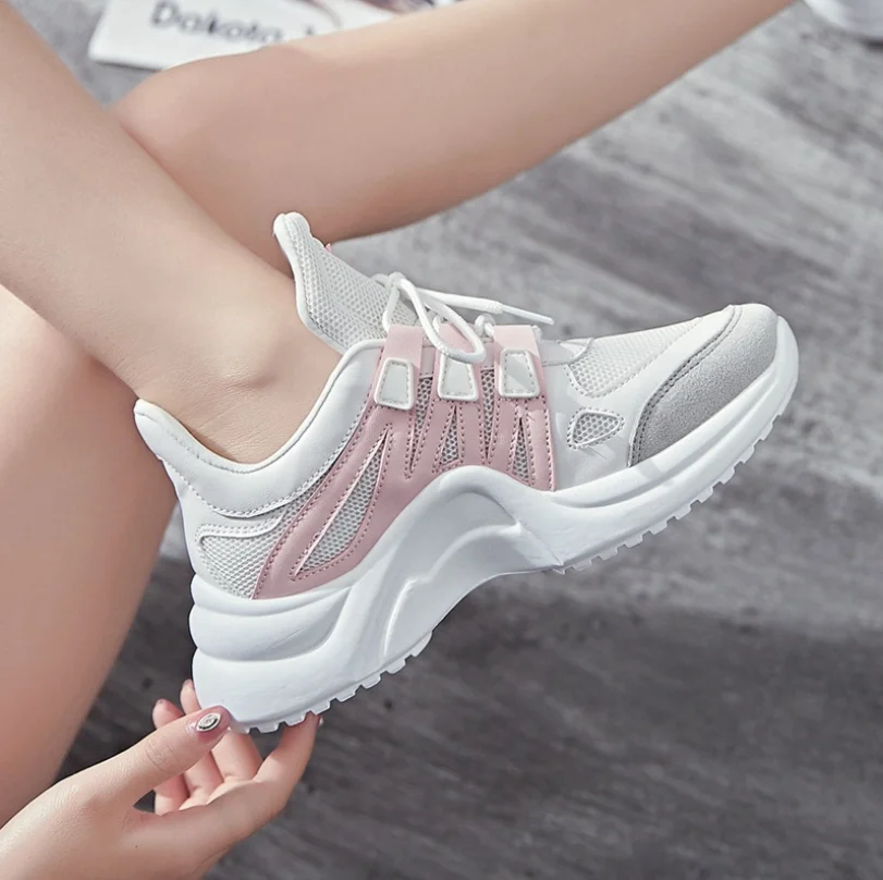 2018 новые женские дышащие больших размеров на платформе повседневная обувь для