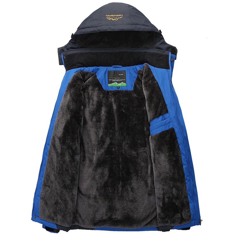 

winter jackets men windproof waterproof outwear fleece thick warm parka coat male Detachable Hood overcoa Warm Parka Coat