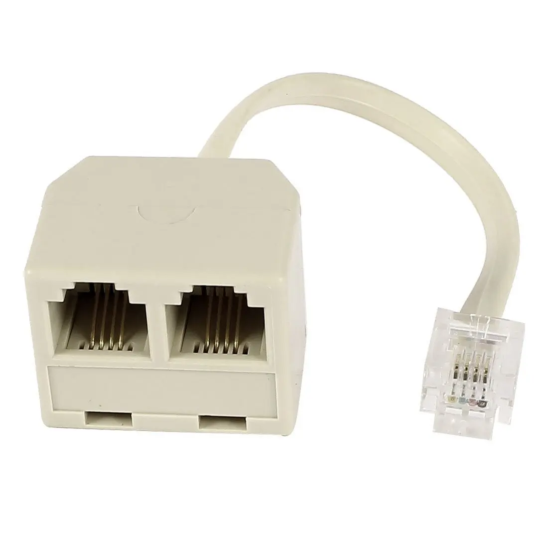 

RJ 11 6P 4 C connector 2 x jack port M / F splitter phone adapter cable beige